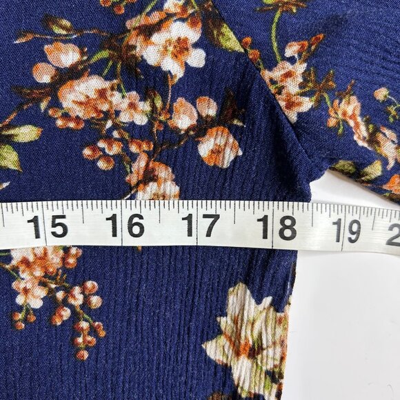 Staccato Blue Floral Long Sleeve Size Small Blouse - Picture 10 of 12